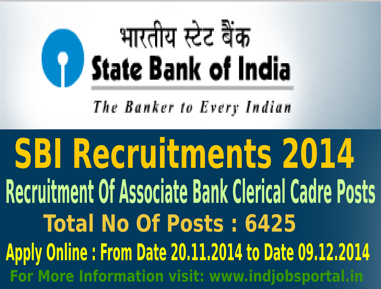 SBI Recruitment 2014 For Associate Bank Clerical Cadre Posts