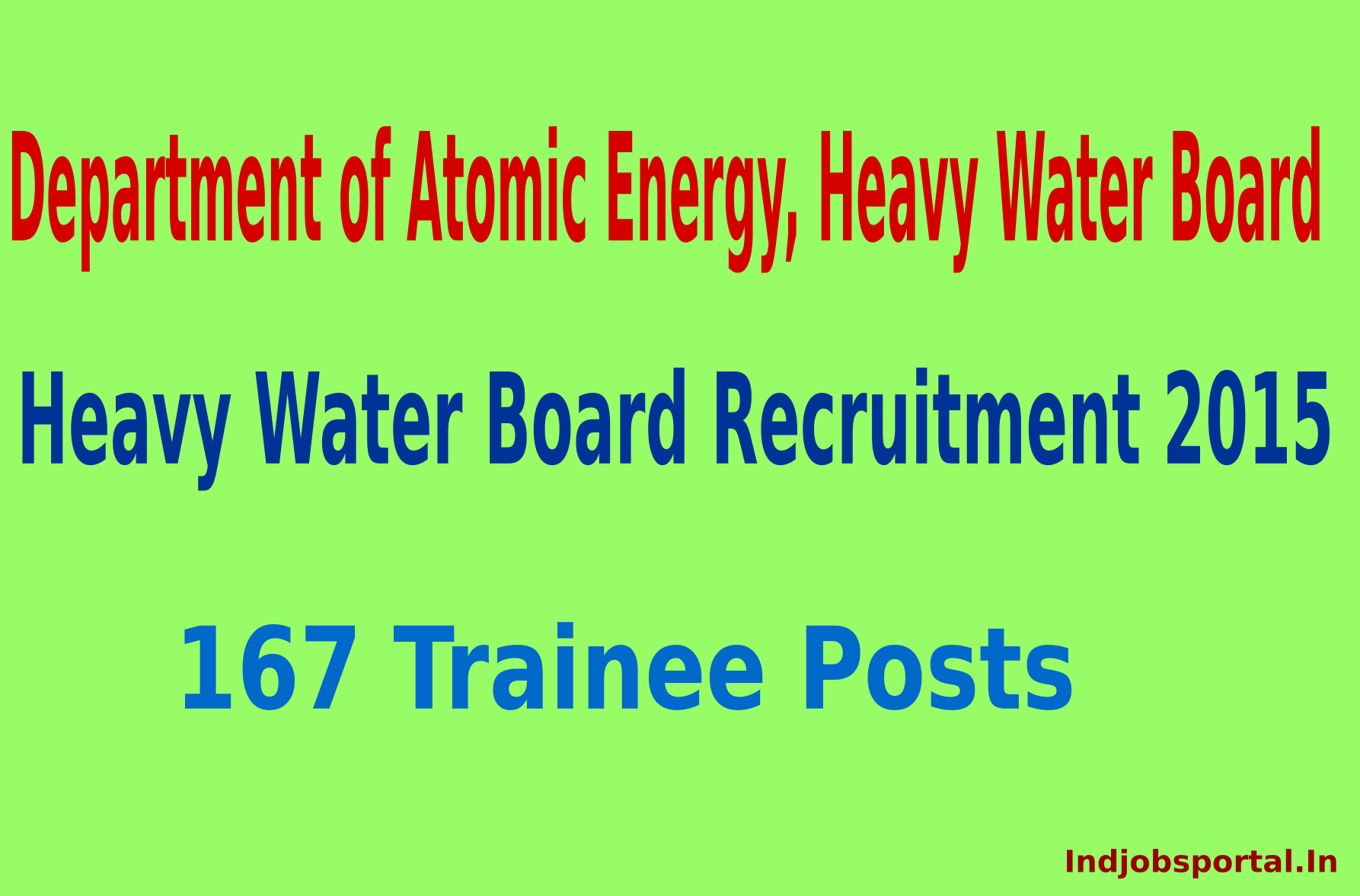 Heavy Water Board Recruitment 2015 Apply Online For 167 Trainee Posts